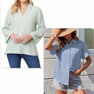 C&C California Mint and Sky Blue Summer Top Duo Small Like New